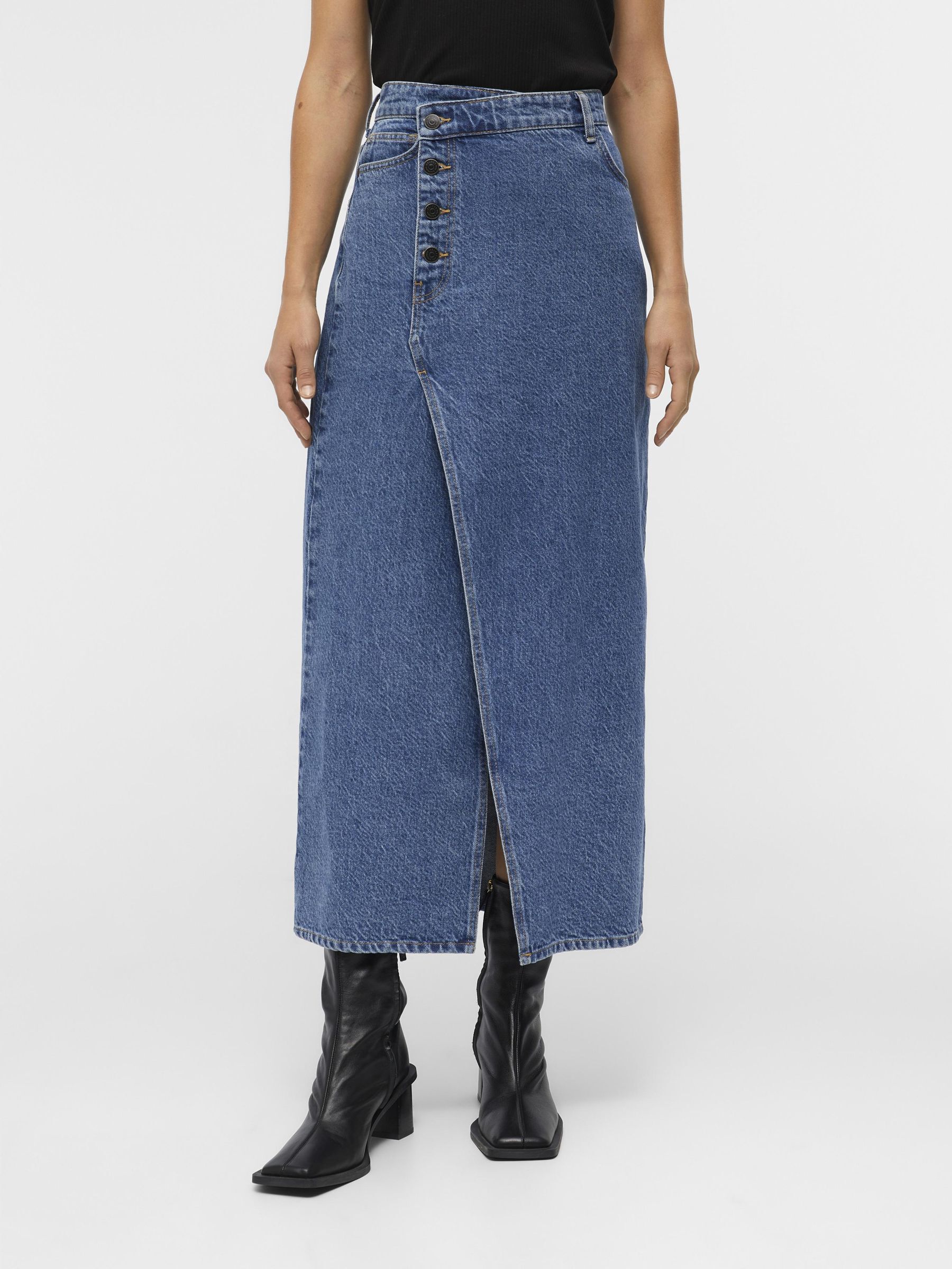 Long wrap denim skirt clearance