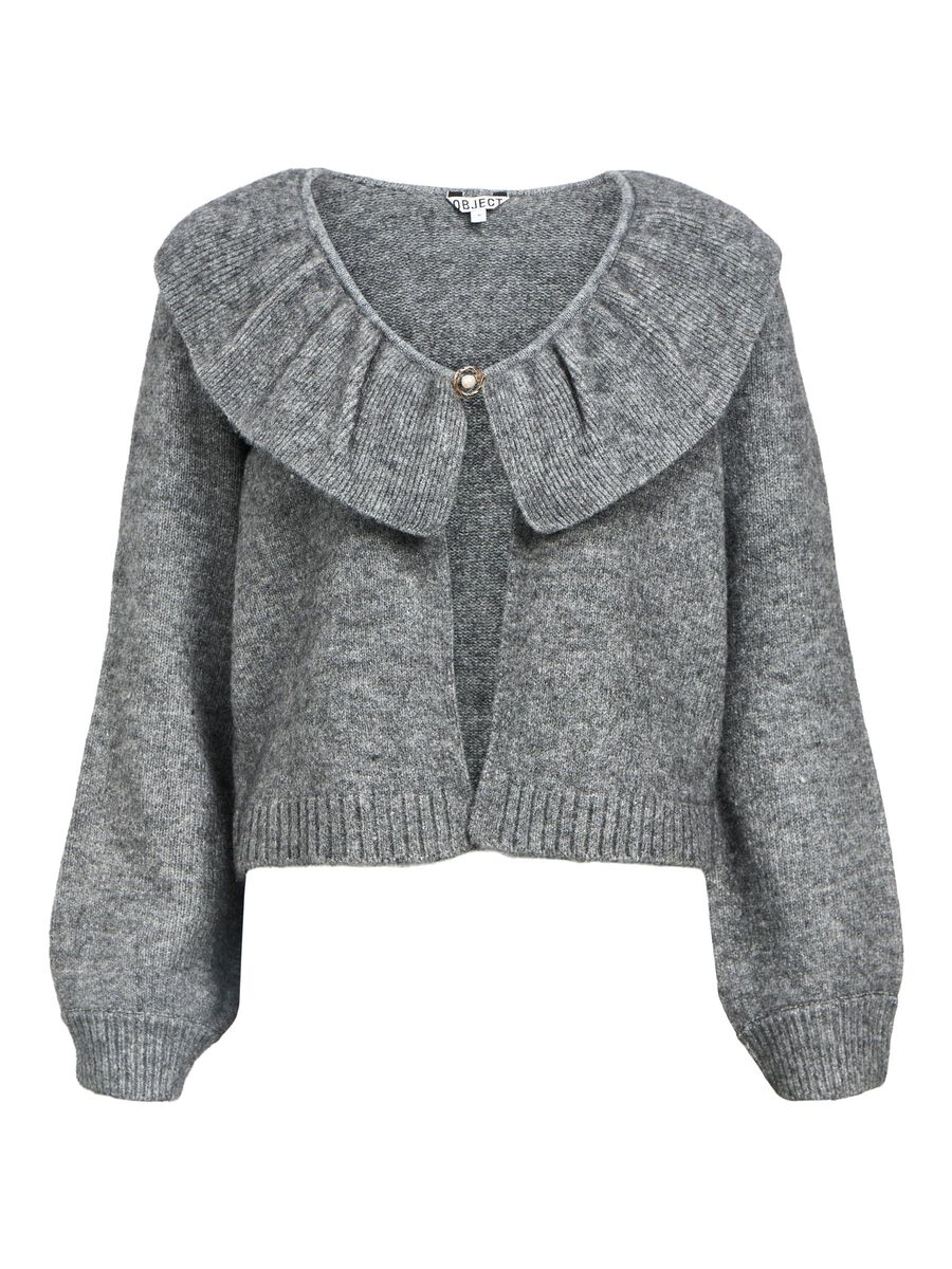 Carousel image - STATEMENT KNITTED CARDIGAN, Medium Grey Melange | 1