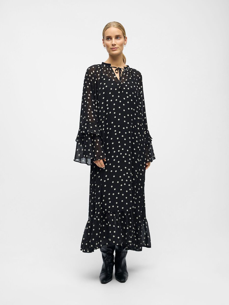 Carousel image - POLKADOT MAXI JURK, Black | 4