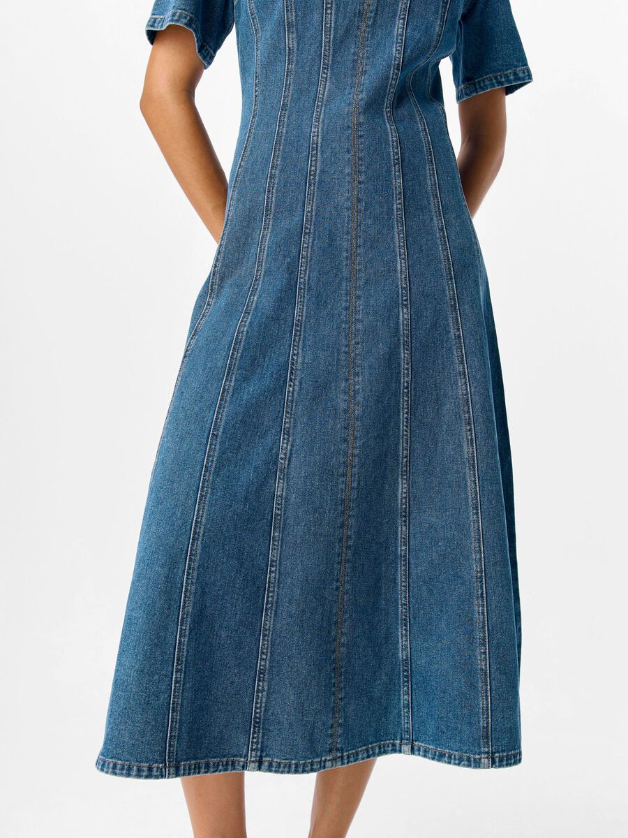 Product carousel image - DENIM MIDI DRESS, Medium Blue Denim | 3