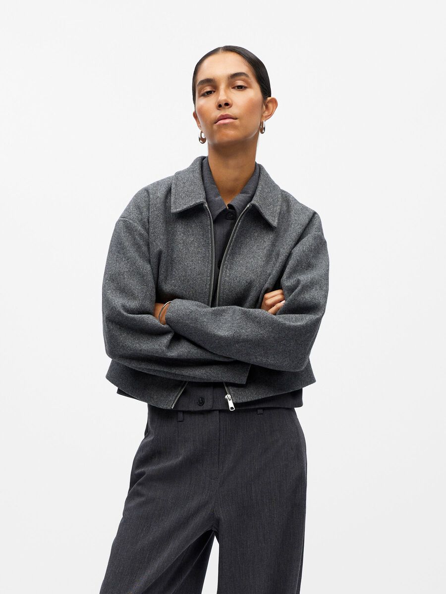 Carousel image - SHORT JACKET, Dark Grey Melange | 2