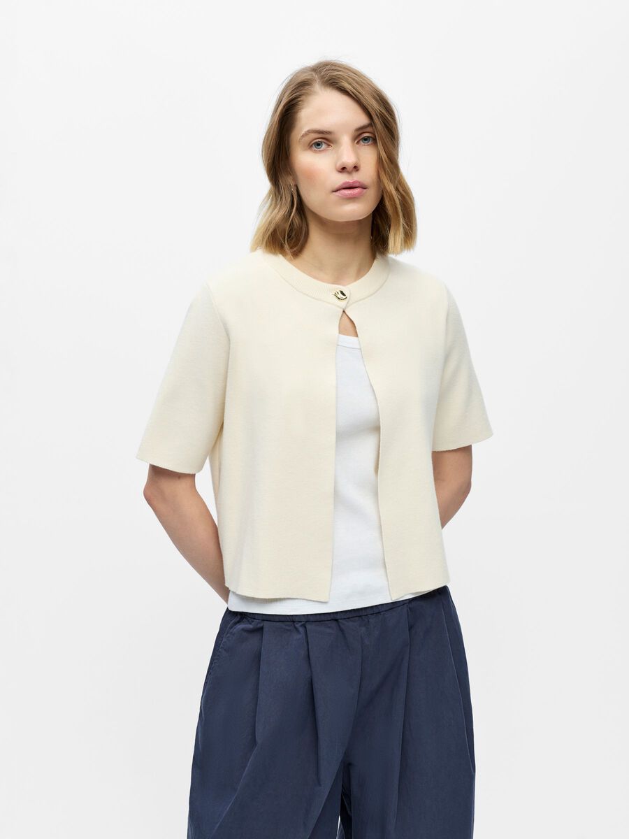 Product carousel image - MANCHES COURTES CARDIGAN, Cloud Dancer | 1