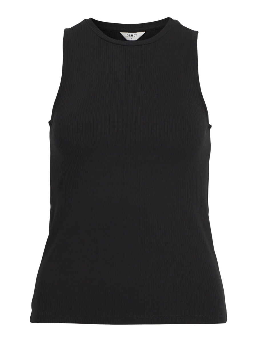 Object Collectors Item ROUND NECK SLEEVELESS TOP, Black, highres - 23034452_Black_001.jpg