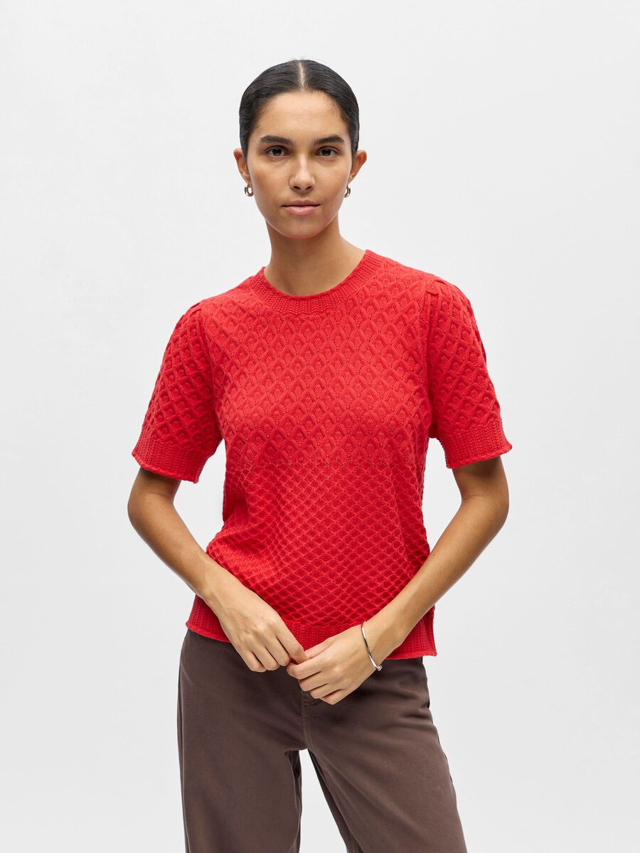 Product carousel image - TEXTURED PULLOVER, Poinsettia | 1