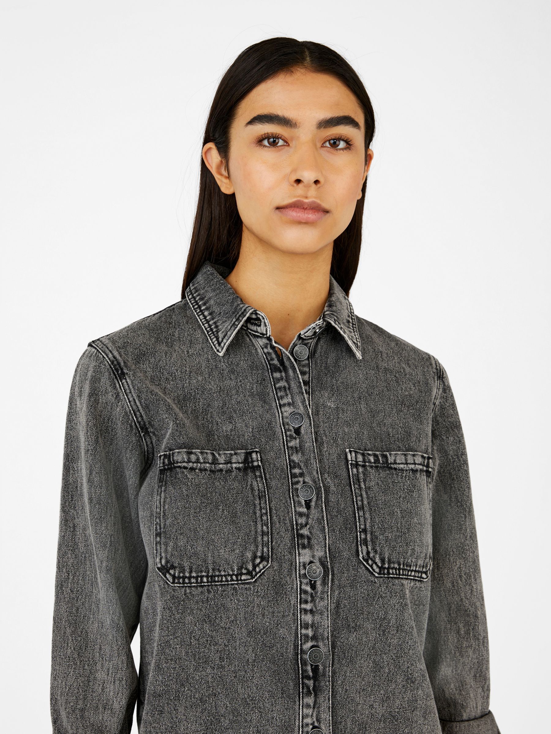 Faded black denim shirt top