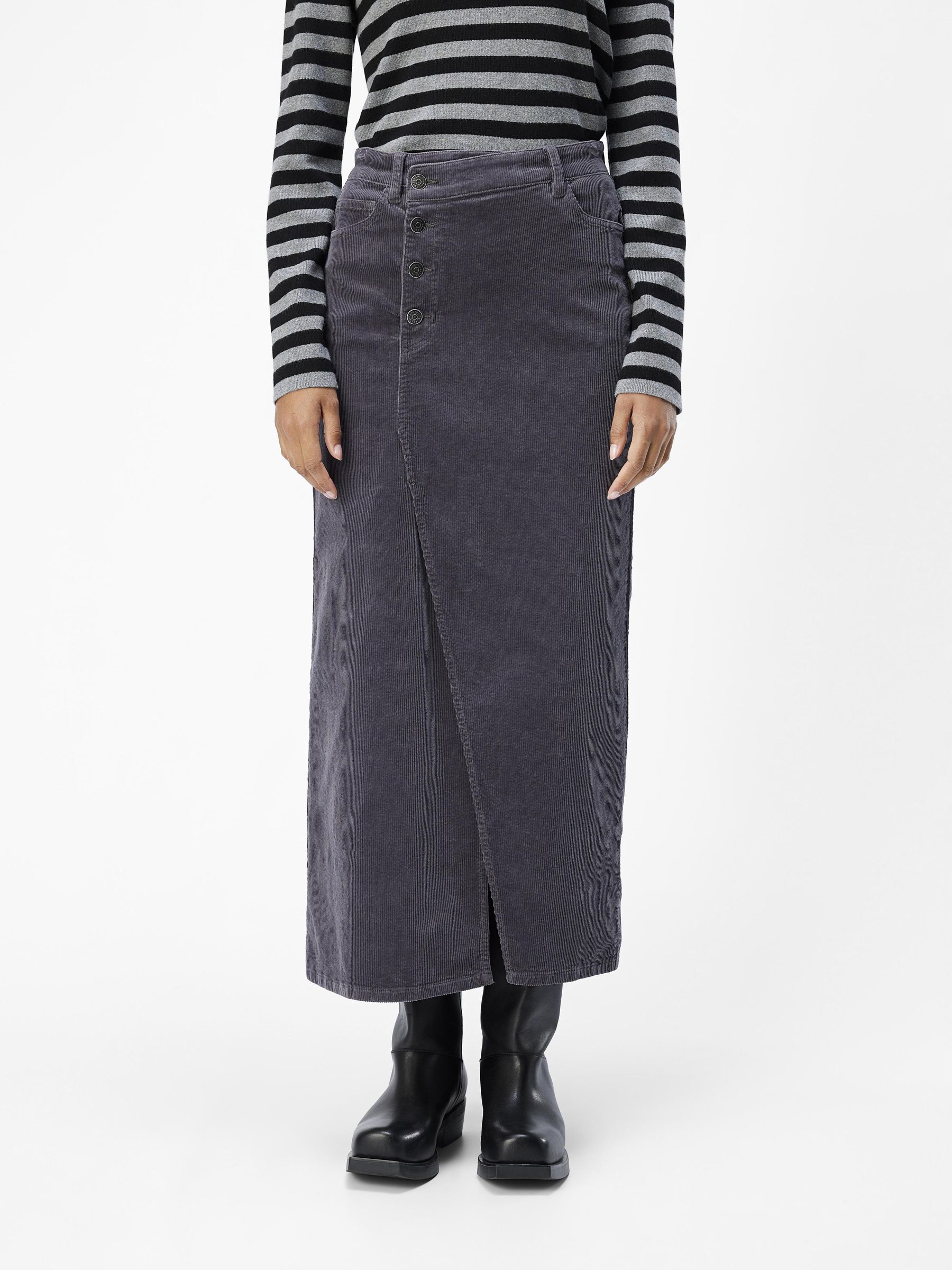 CORDUROY MAXI SKIRT Grey .OBJECT CI UK