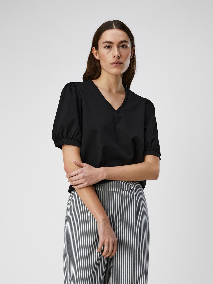 OBJECT V-NECK T-SHIRT, Black, highres - 23041624_Black_003.jpg