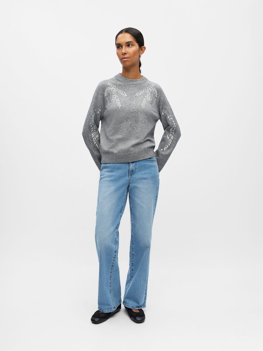 Carousel image - KNITTED PULLOVER, Medium Grey Melange | 4