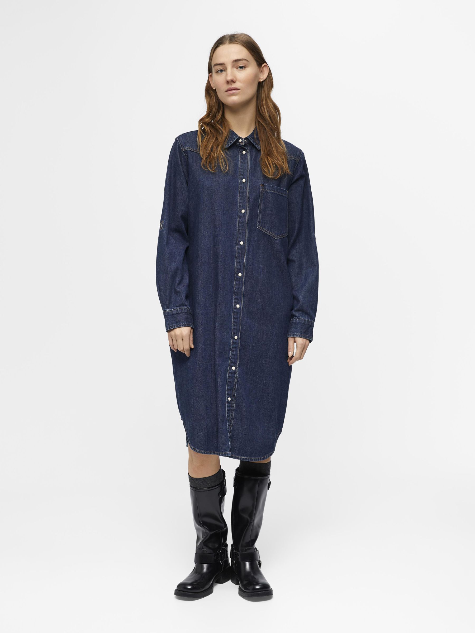 Denim blousejurk sales