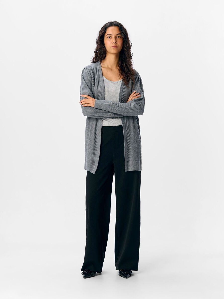 Carousel image - OPEN-FRONT KNITTED CARDIGAN, Medium Grey Melange | 4