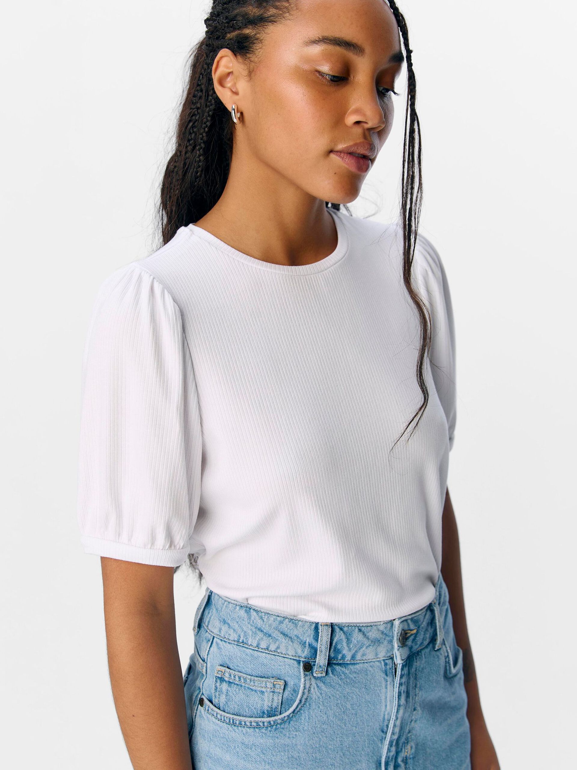 Carousel image - BALLOON SLEEVED TOP, White | 5