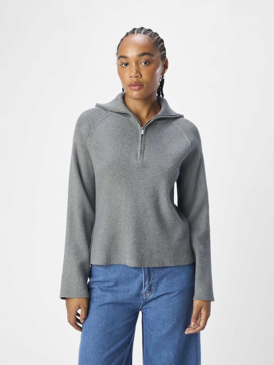 OBJECT HALF-ZIP PULLOVER, Medium Grey Melange, highres - 23045102_MediumGreyMelange_003.jpg