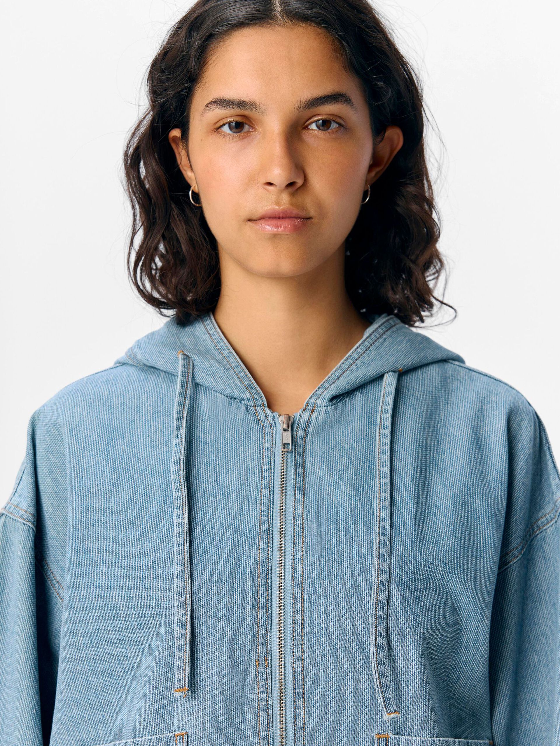 Carousel image - DENIM HOODIE, Light Blue Denim | 5