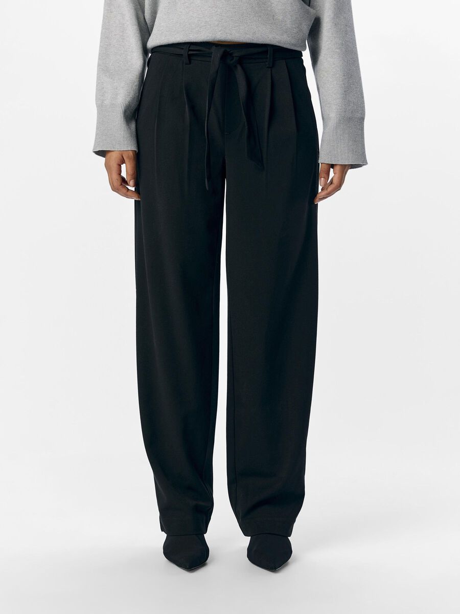 OBJECT NOUÉ SUR LE DEVANT PANTALON DROIT, Black, highres - 23046298_Black_003.jpg