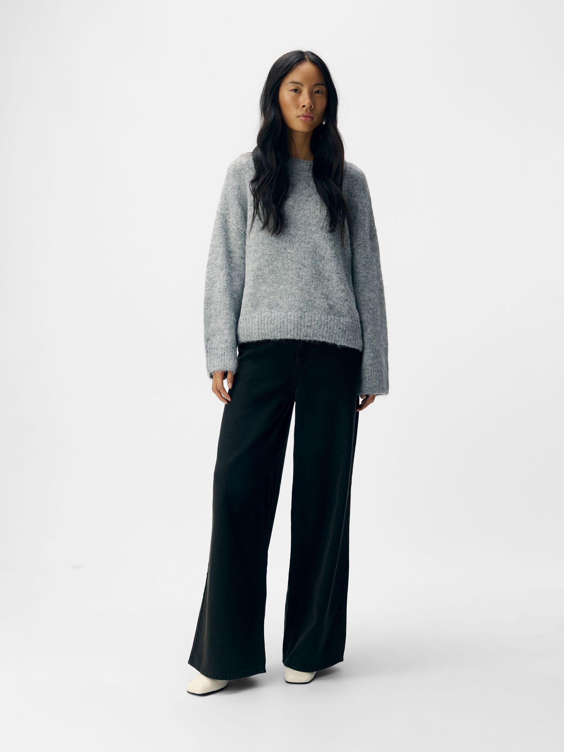 Carousel image - KNITTED PULLOVER, Medium Grey Melange | 4