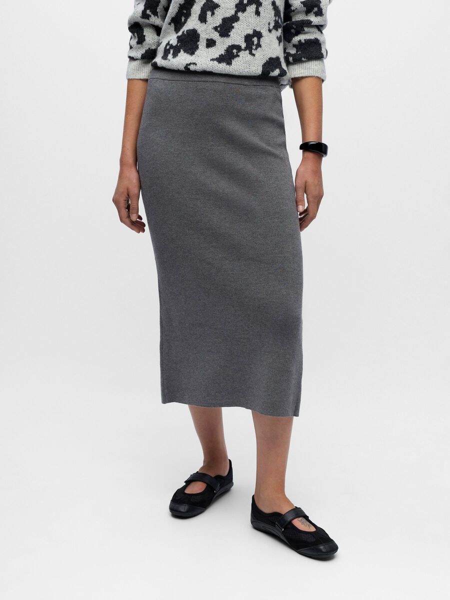 Product carousel image - KNITTED MAXI SKIRT, Medium Grey Melange | 1