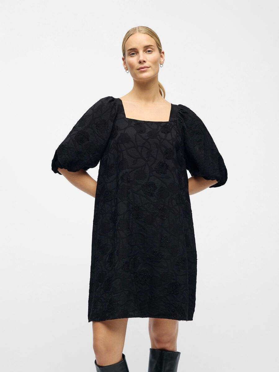 Product carousel image - JACQUARD MINI DRESS, Black | 1