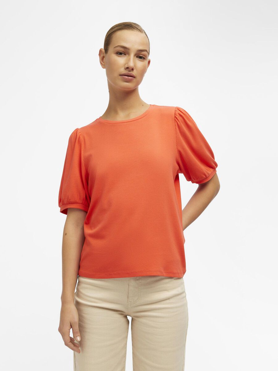Object Collectors Item BALLOON SLEEVED TOP, Hot Coral, highres - 23034454_HotCoral_945720_003.jpg