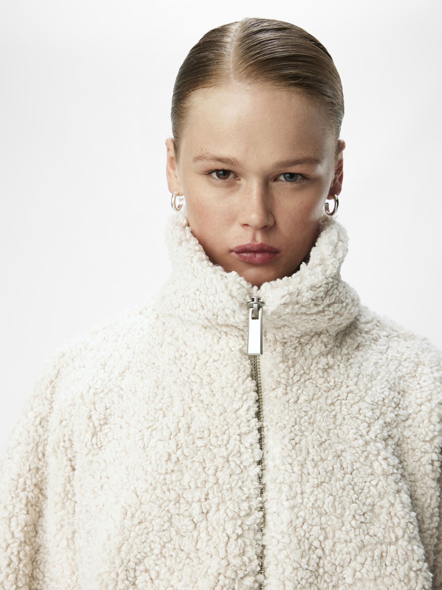 White teddy jacket top