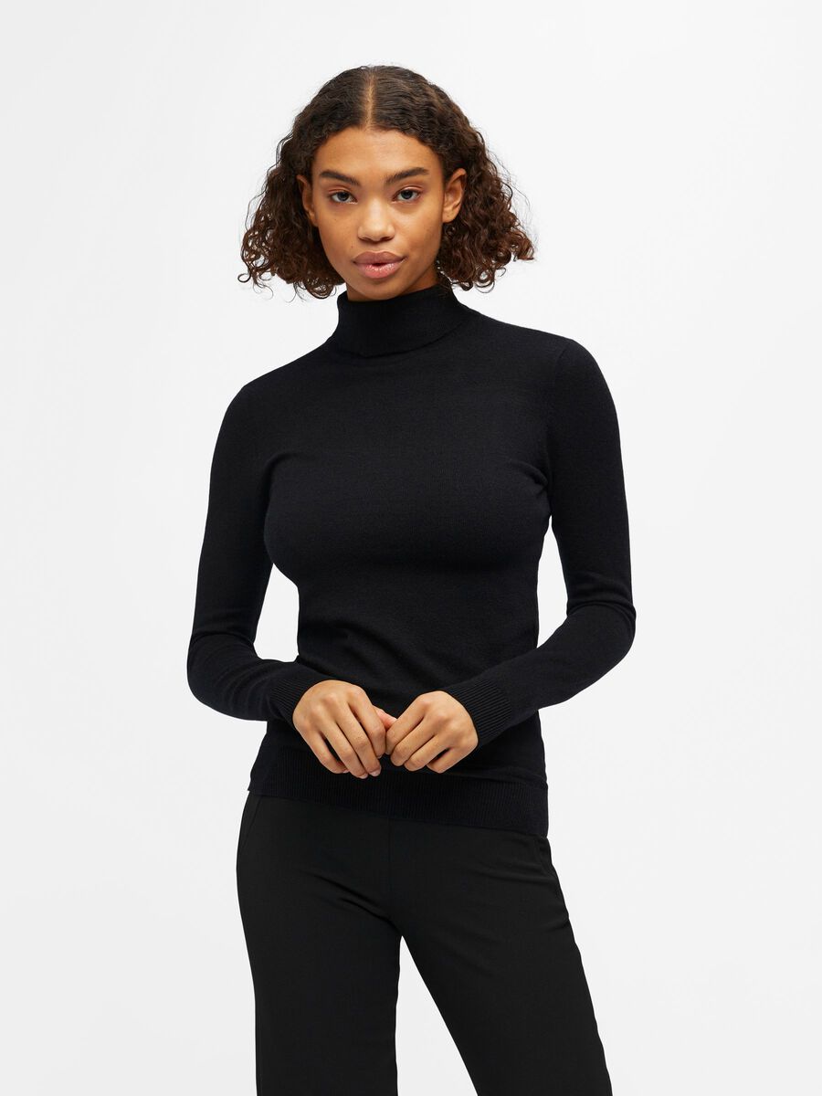 Object Collectors Item HIGH NECK KNITTED PULLOVER, Black, highres - 23033228_Black_003.jpg
