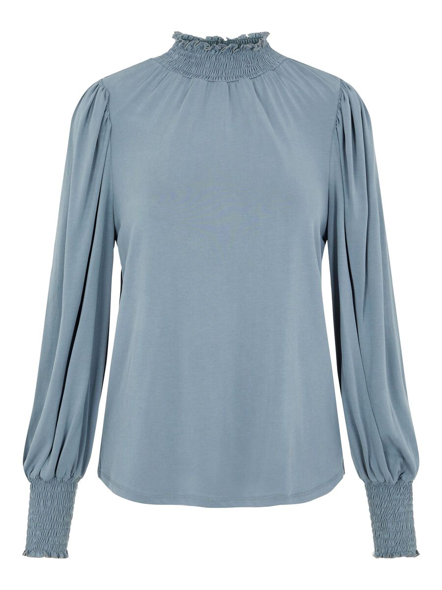OBJECT HØJHALSET LANGÆRMET BLUSE, Blue Mirage, highres - 23036087_BlueMirage_001.jpg