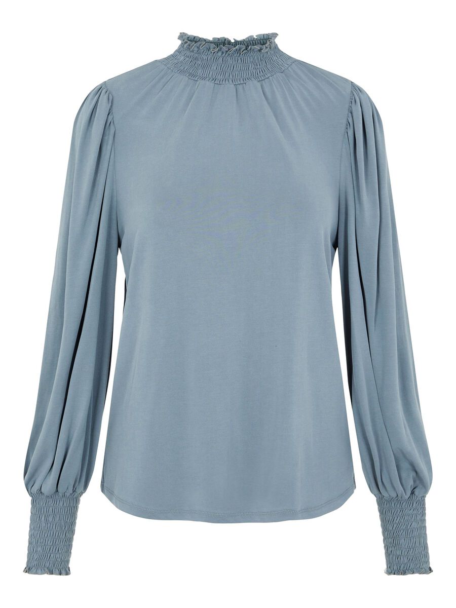 Object Collectors Item HIGH NECK LONG SLEEVED BLOUSE, Blue Mirage, highres - 23036087_BlueMirage_001.jpg