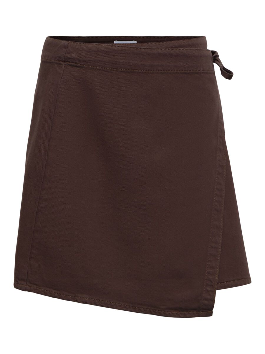 Carousel image - DENIM WRAP SKIRT, Seal Brown | 1
