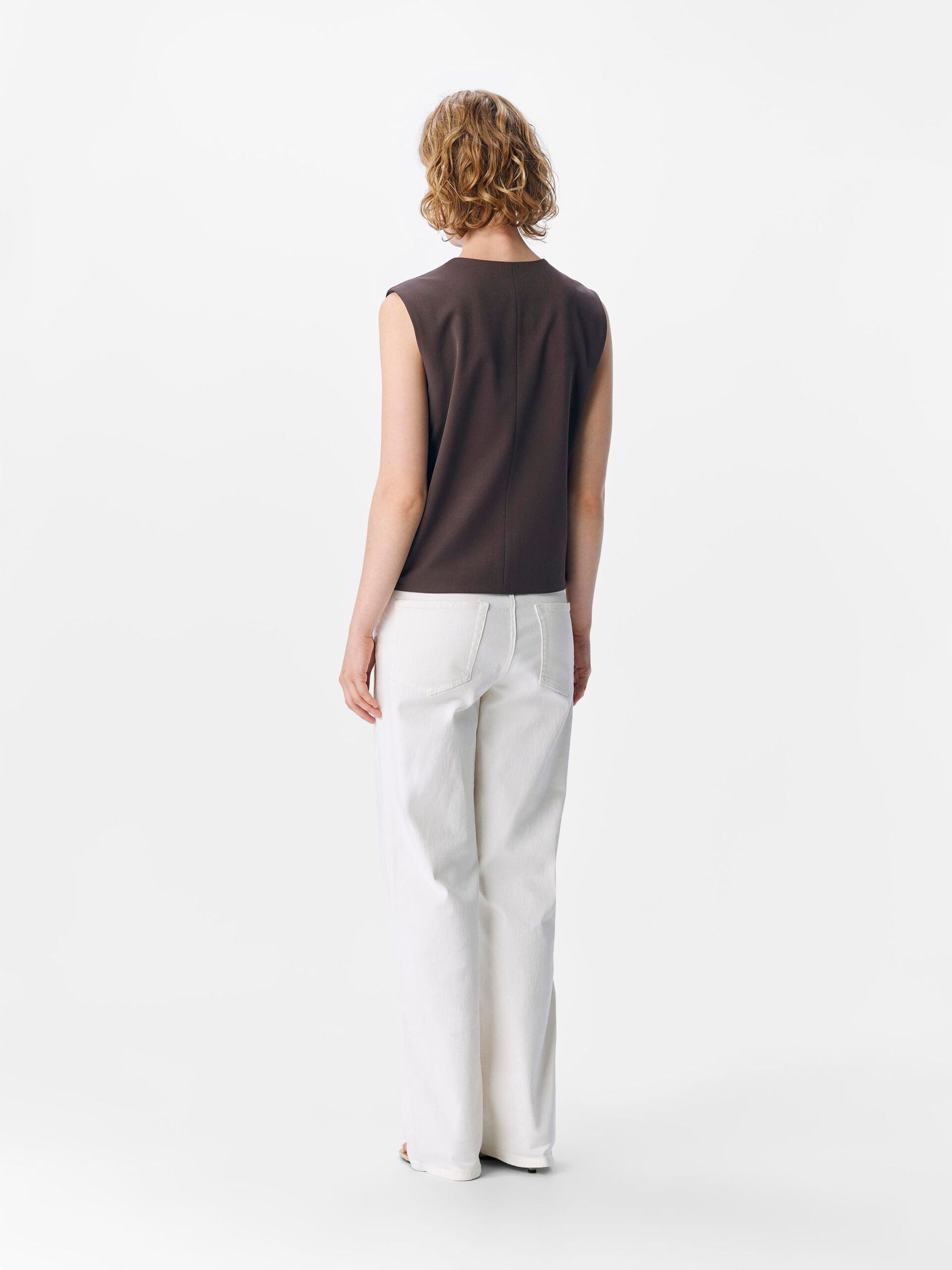 Carousel image - CAP SLEEVED WAISTCOAT, Seal Brown | 3
