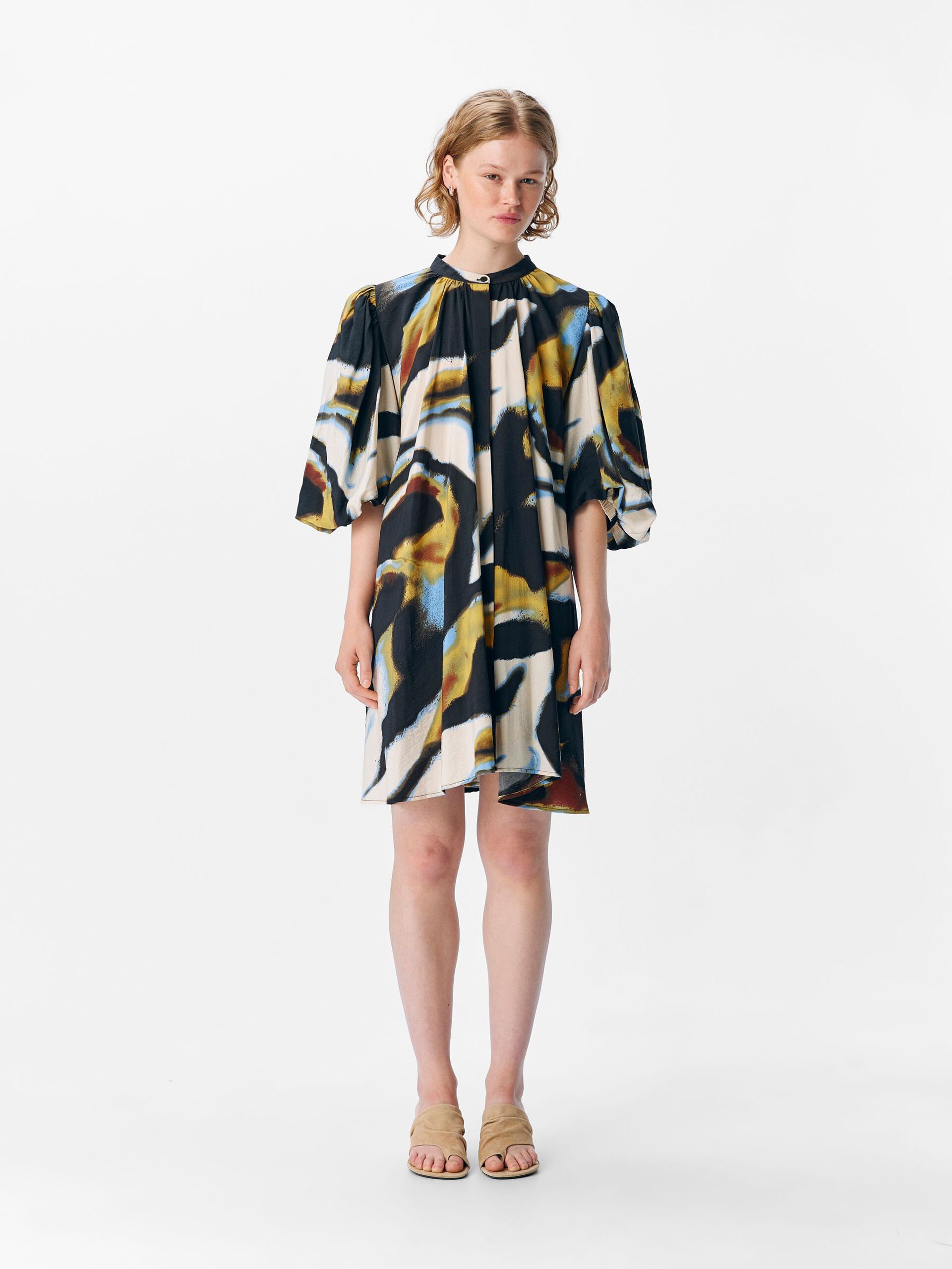 Carousel image - PRINTED MINI DRESS, White Sand | 4