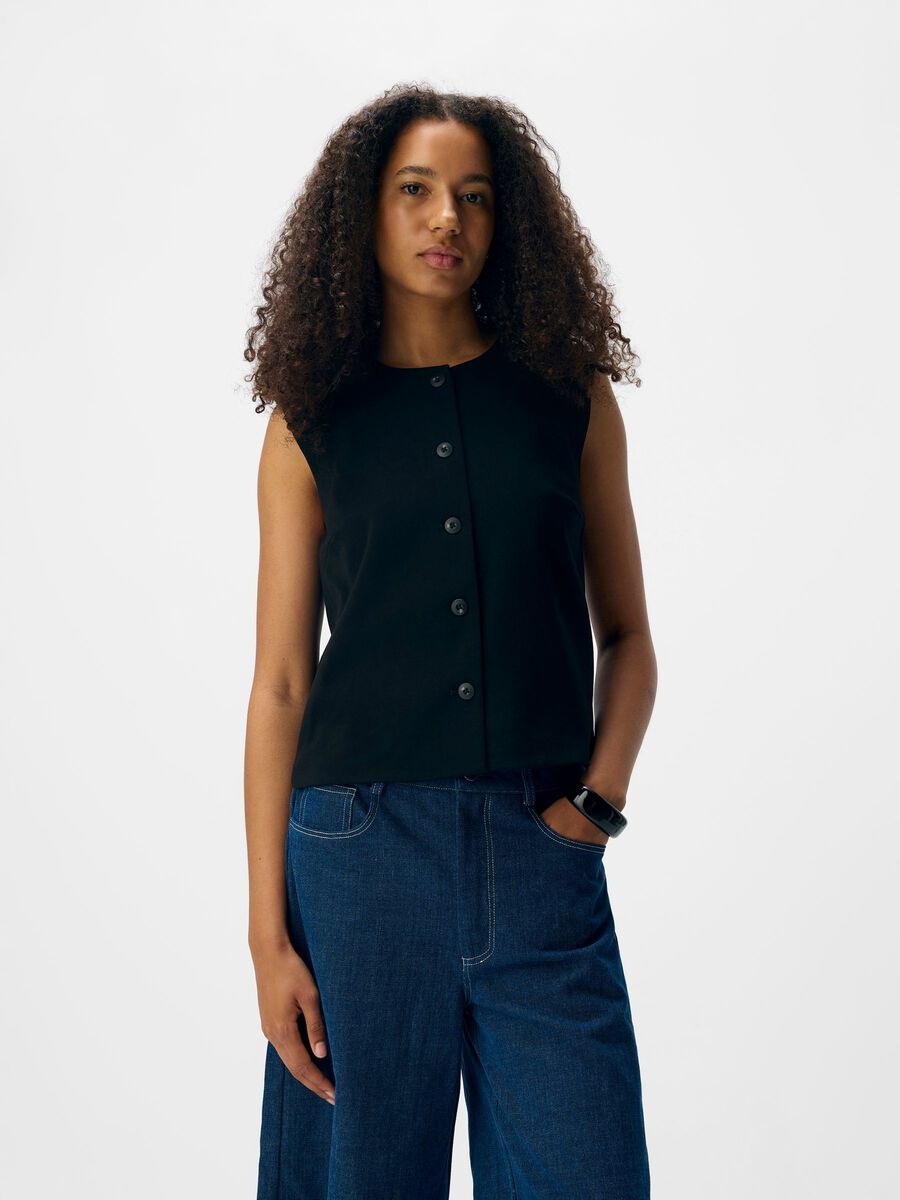 OBJECT CAP SLEEVED WAISTCOAT, Black, highres - 23047750_Black_003.jpg