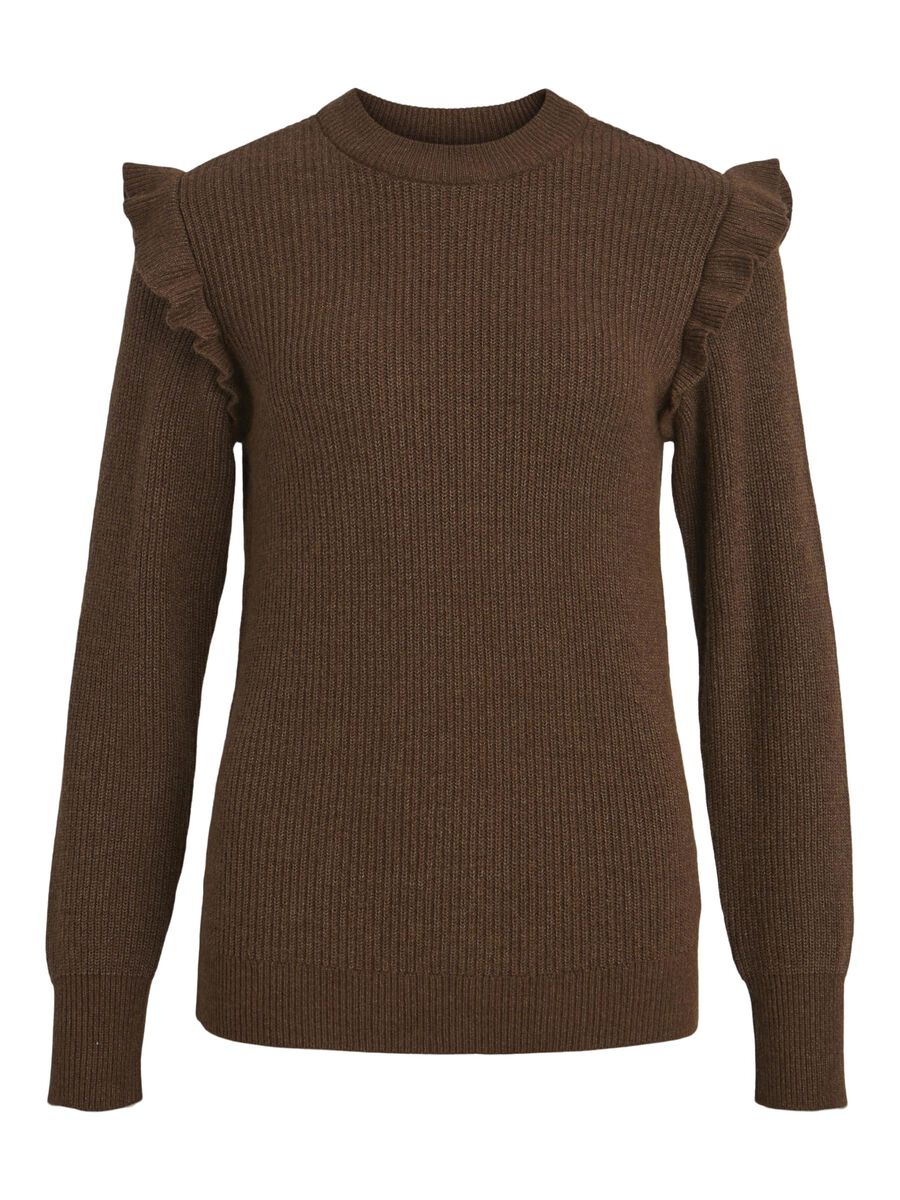 Object Collectors Item RUFFLED KNITTED PULLOVER, Dark Earth, highres - 23039233_DarkEarth_951593_001.jpg