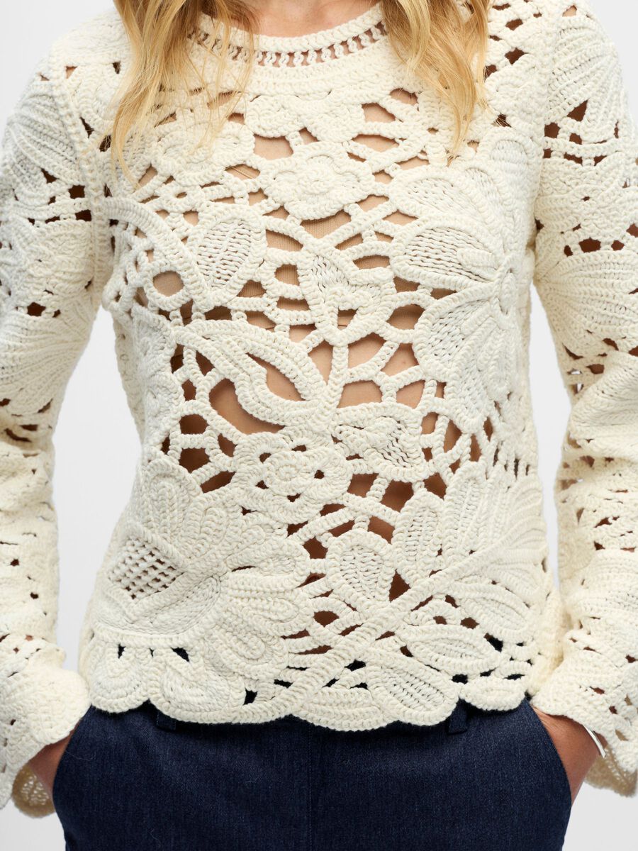 Carousel image - CROCHET PULLOVER, Cloud Dancer | 5