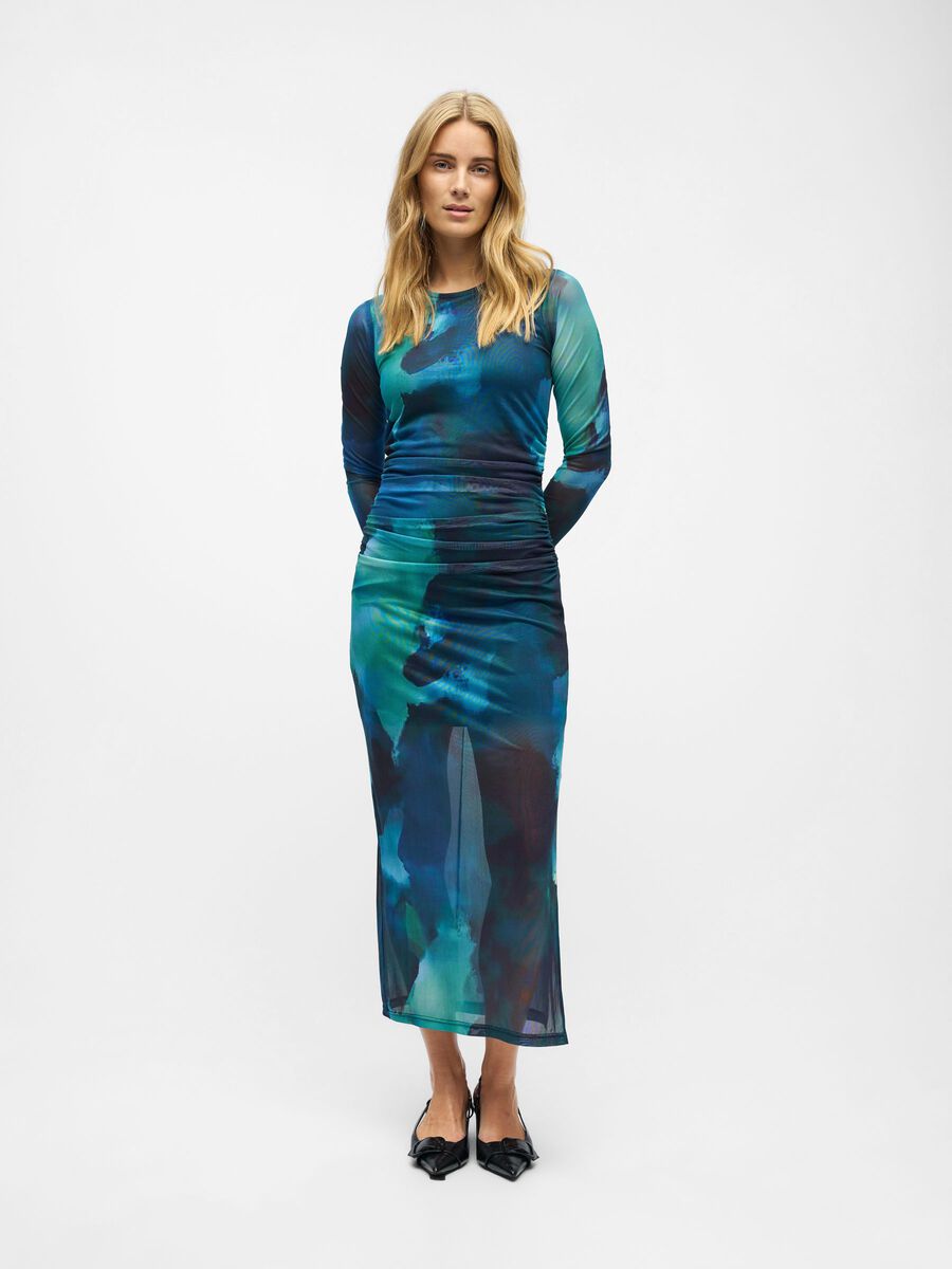 Carousel image - PRINTED MESH MAXI DRESS, Sky Captain | 4
