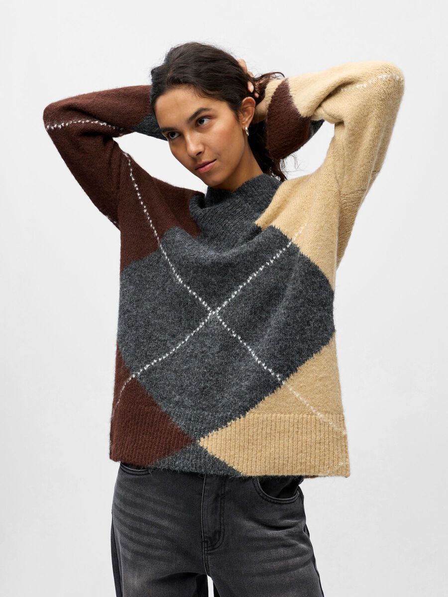 Carousel image - ARGYLE PULLOVER, Dark Grey Melange | 6