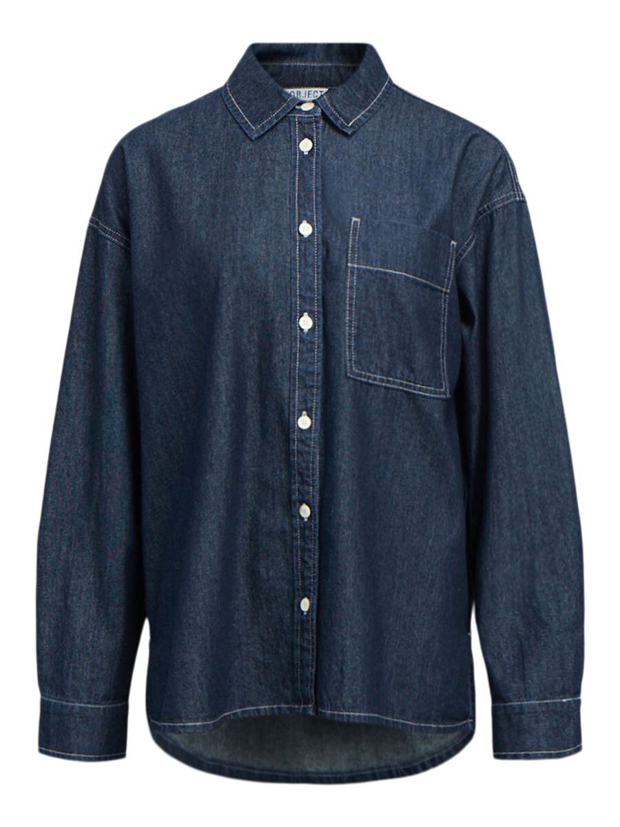 Carousel image - LONG-SLEEVED DENIM SHIRT, Dark Blue Denim | 1