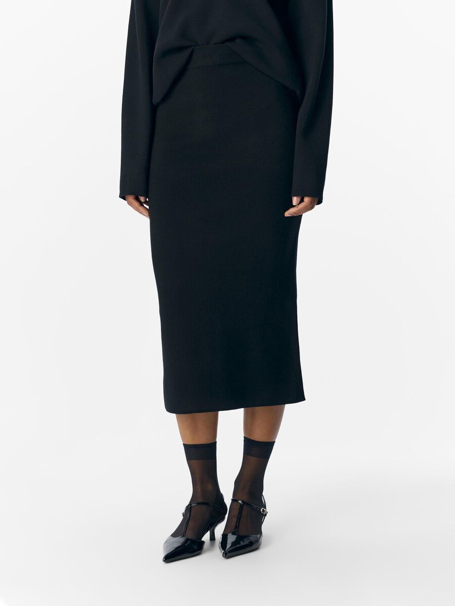 OBJECT KNITTED MAXI SKIRT, Black, highres - 23044290_Black_003.jpg
