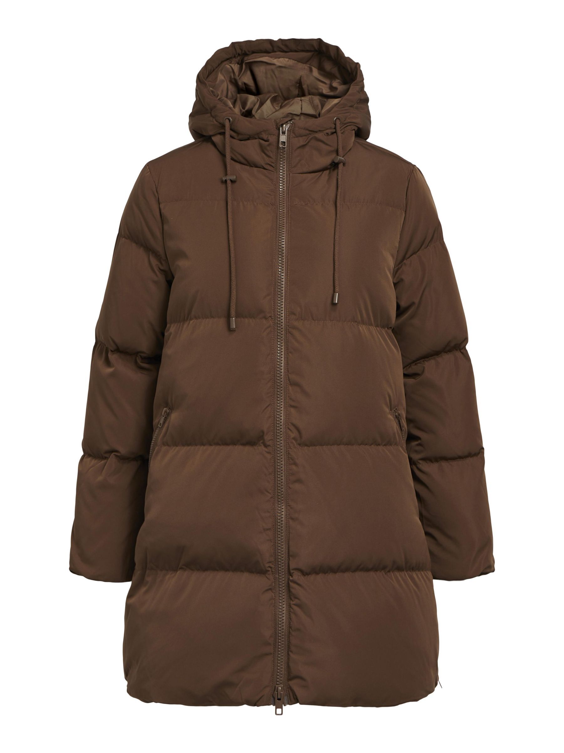 Brown down coat with hood top