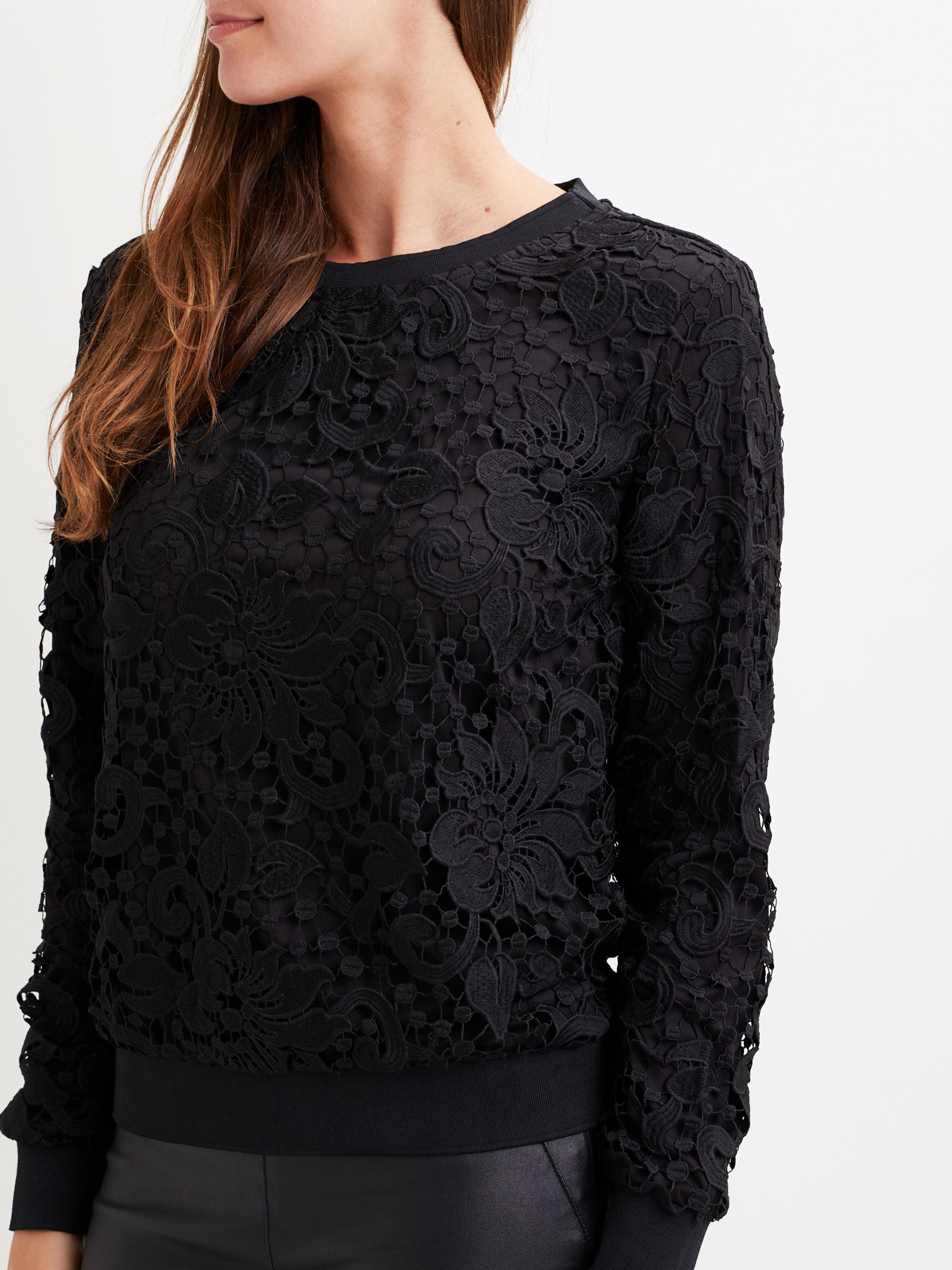 Black discount lace sweatshirt