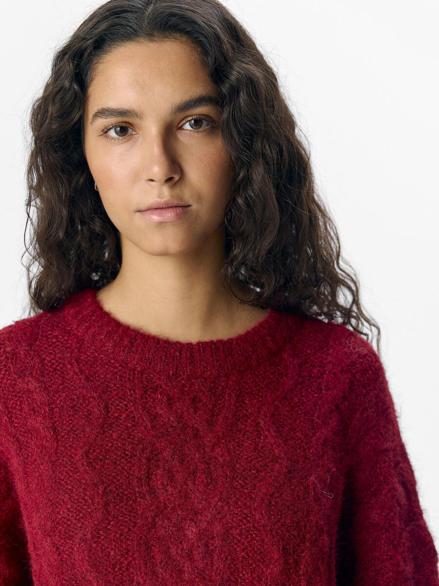 OBJECT CABLE KNIT PULLOVER, Cabernet, highres - 23046546_Cabernet_006.jpg