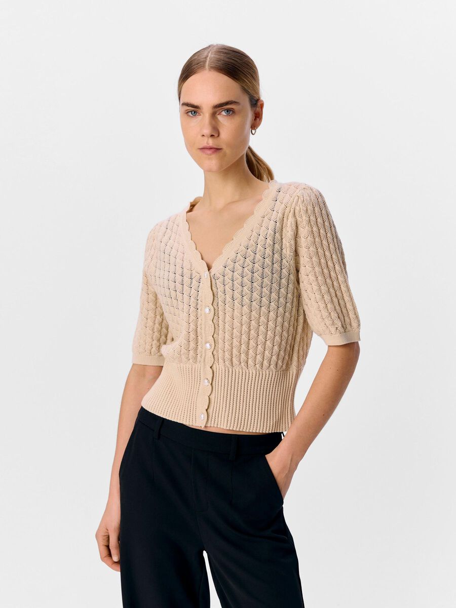 OBJECT SHORT SLEEVED CARDIGAN, Sandshell, highres - 23046319_Sandshell_003.jpg
