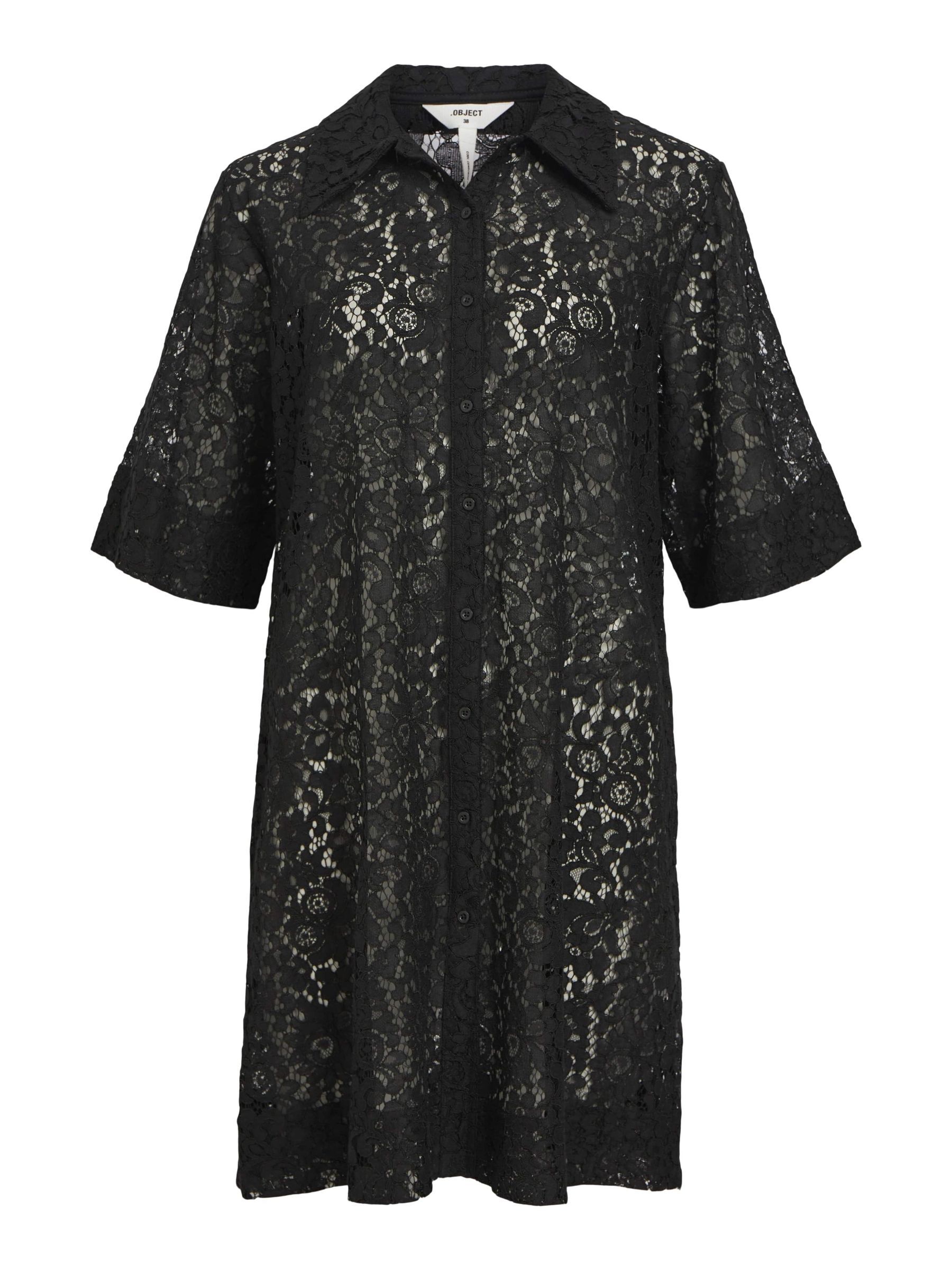 Black lace shirt dress store