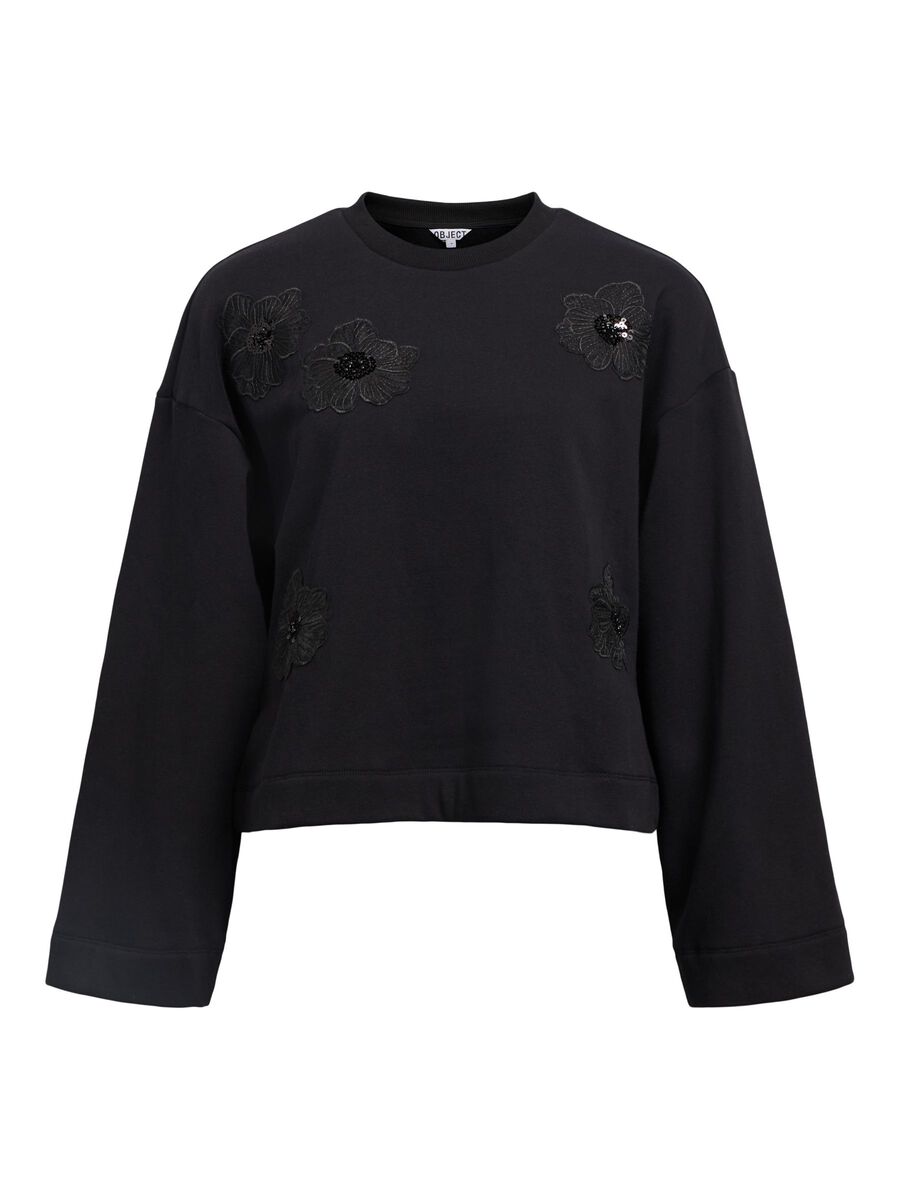 Carousel image - EMBROIDERED SWEATSHIRT, Black | 1