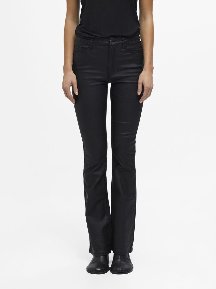 OBJECT GECOATE FLARED JEANS, Black, highres - 23043433_Black_003.jpg