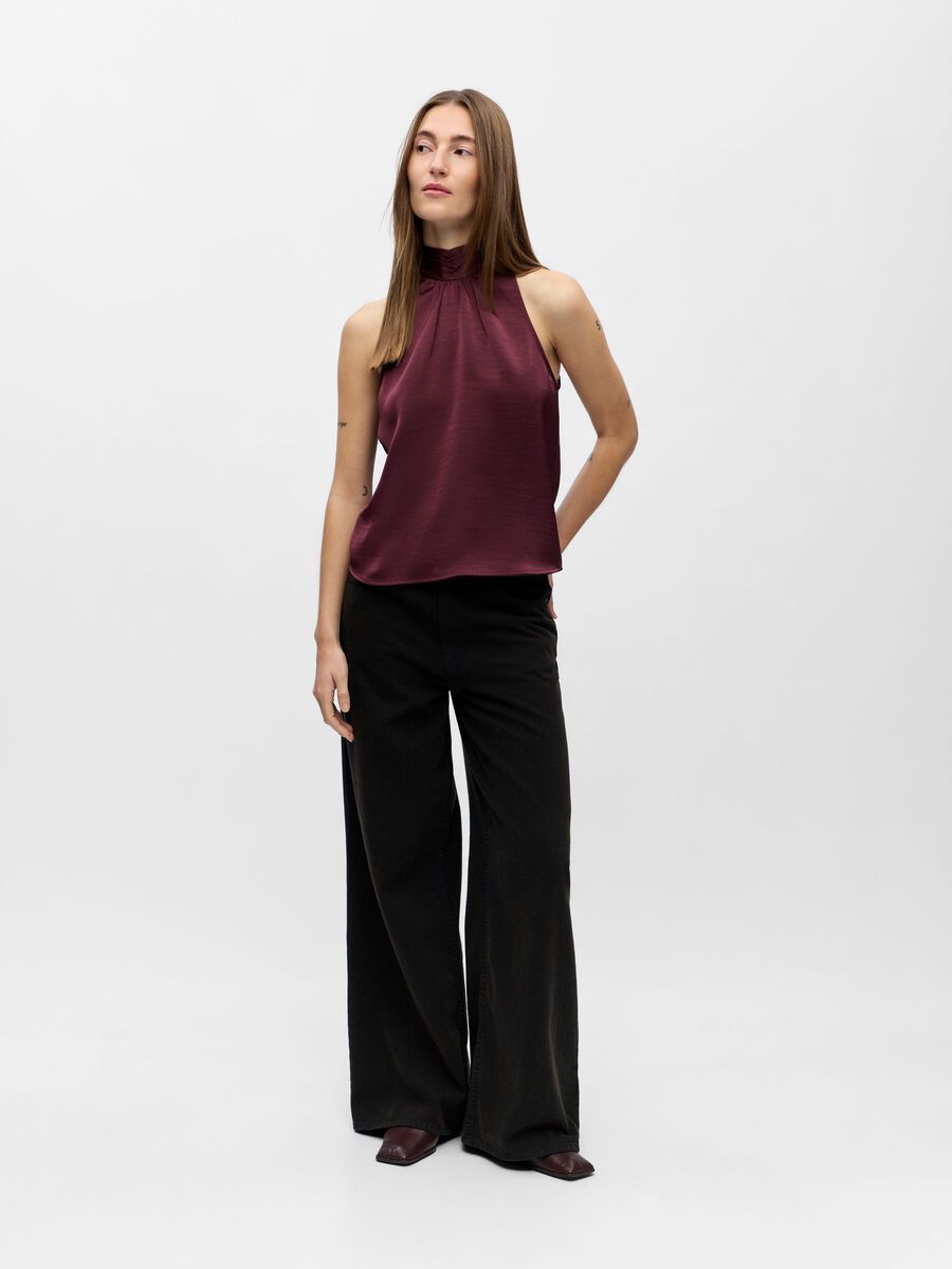 Carousel image - SATIN HALTERNECK TOP, Mauve Wine | 4