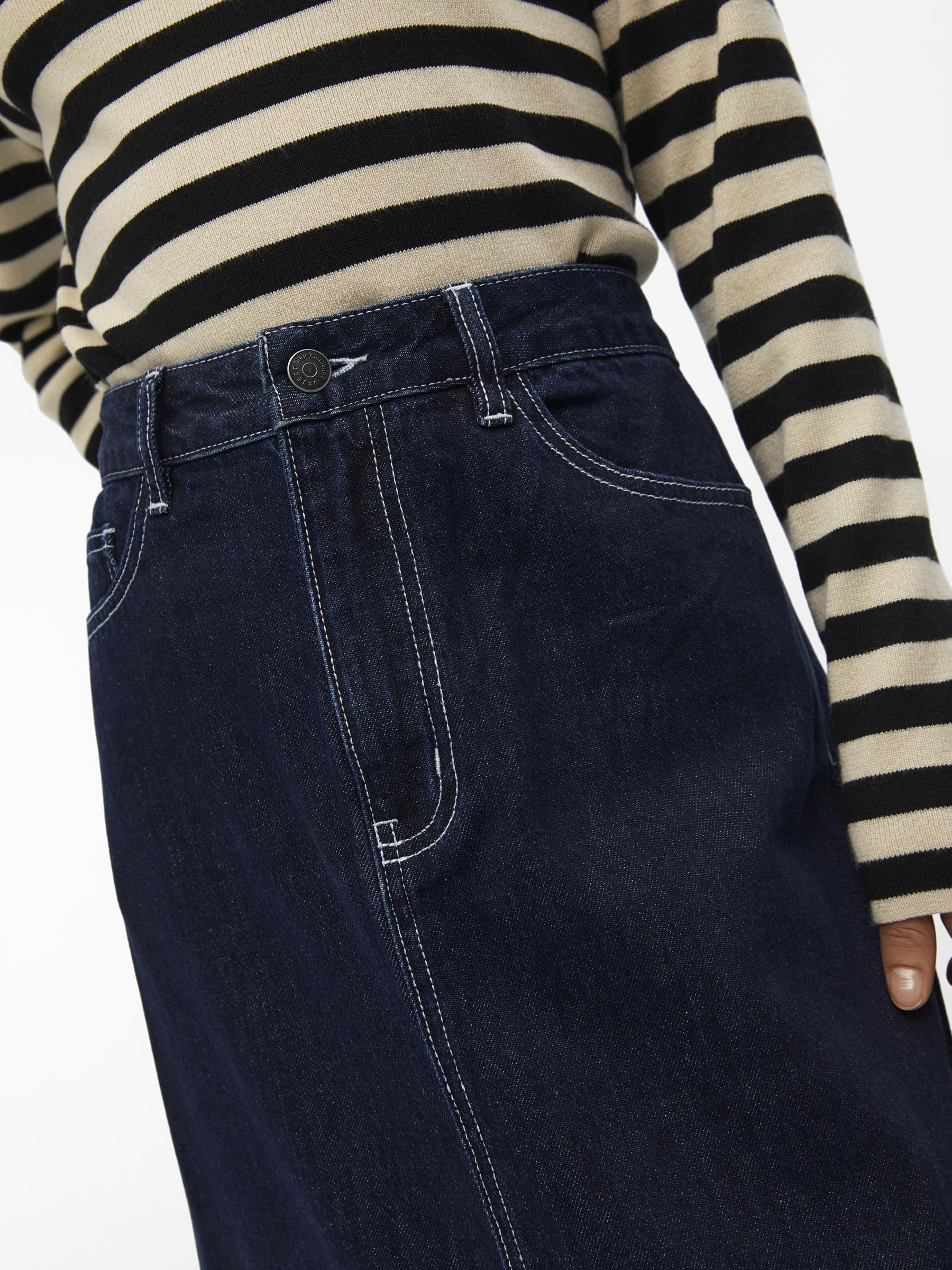 Black colour blue denim maxi skirt 9889 discount