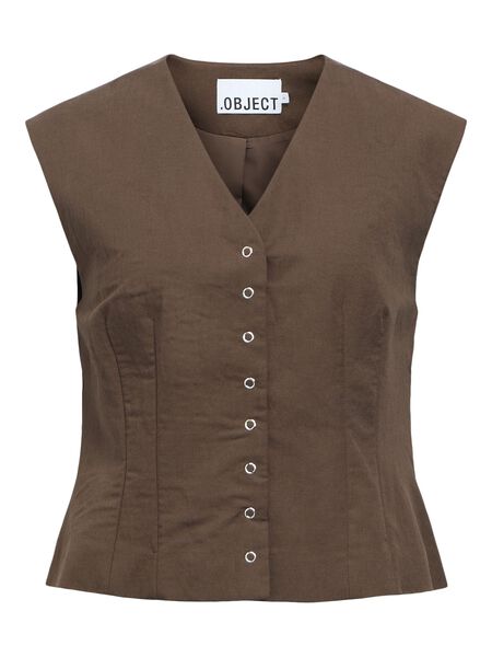 OBJECT TAILORED BUTTON VEST, Seal Brown, highres - 23048791_SealBrown_001.jpg
