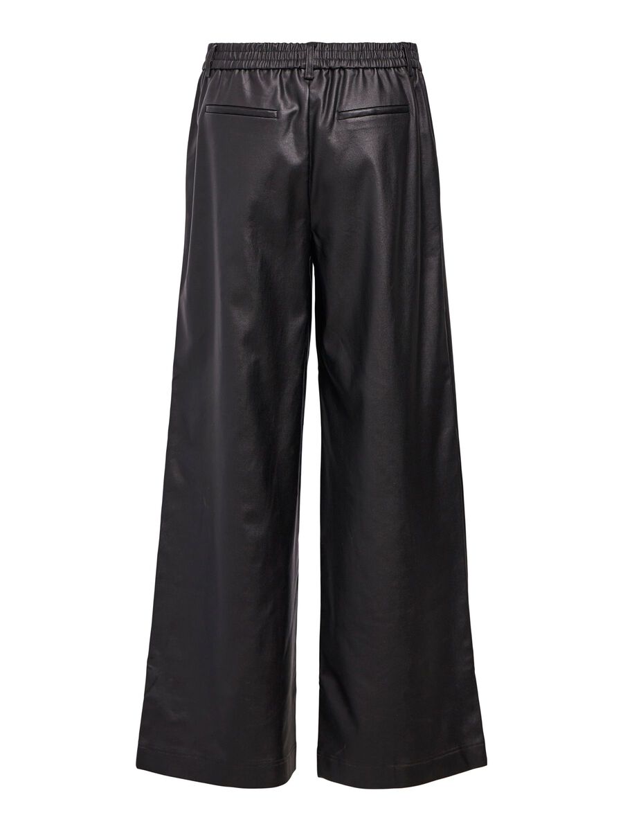 Carousel image - COATED WIDE-LEG TROUSERS, Black | 2