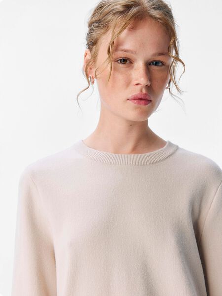 Pull Femme INC Beige Col Vachette – Taille S, Coton, étincelant, Neuf Avec Défaut