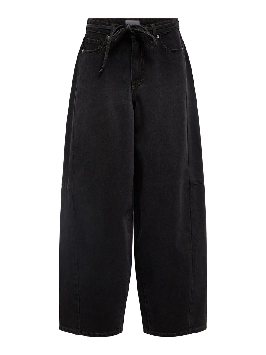 Carousel image - WIDE LEG BARREL FIT JEANS, Black Denim | 1