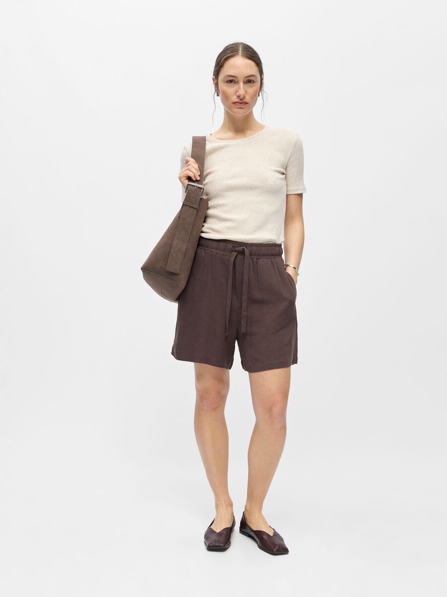 Carousel image - LINEN SHORTS, Seal Brown | 4